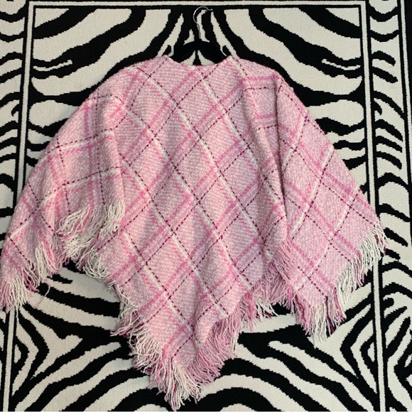 Boyne Valley Weavers Irish Alpaca Wool Plaid Fringe Poncho One Size - Picture 4 of 9